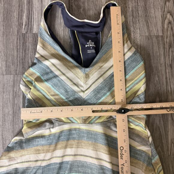 prAna Striped Halter Maxi Dress Open Back Crossback Boho Summer Style S - Picture 5 of 5